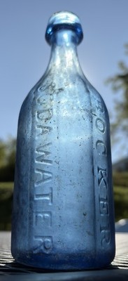 KNICKERBOCKER SODA WATER ANTIQUE SODA BOTTLE SAMUEL SMITH 1848 IRON PONTIL BLUE