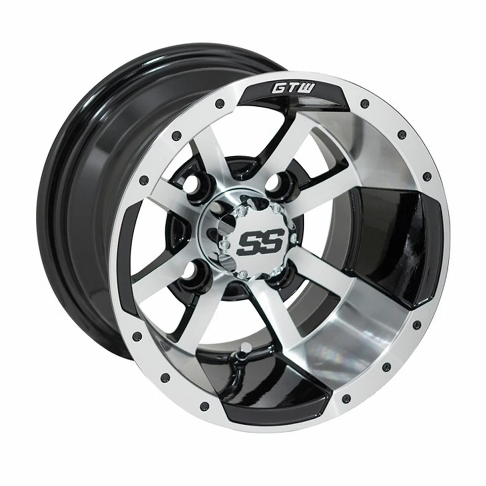 Juego de 4 carro de golf GTW Storm Trooper rueda negra mecanizada de 10 pulgadas con desplazamiento 3:4 Foto 2 de 4