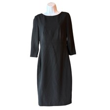 Theory Maretta Admiral Crepe Black Midi Sheath Dress Size 4 Made In USA