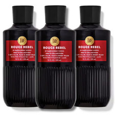 3 Pc Bath Body Works ROUGE REBEL MEN 3-in-1 Hair Face Body Wash Shower Gel 10 oz