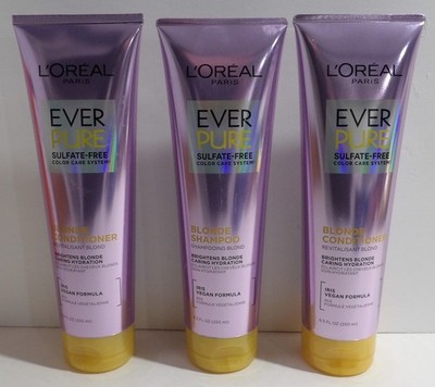 3 x 8.5 oz Loreal Ever Pure Sulfate Free Iris Blonde Shampoo