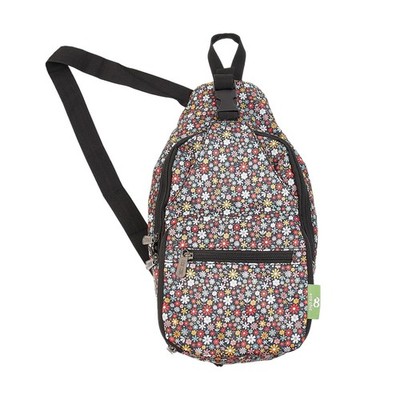 Eco Chic leichte faltbare Umhängetasche recycelter Kunststoff S, ditsy schwarz 