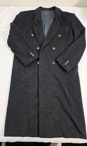 Vintage Bespoke Wool Overcoat Gray Double Breasted XL/XXL King Custom Korea Mint - product listing photo