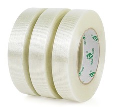 3 Pack Reinforced Filament Packing Tape, 6.3 Mil 24mm x 60 Yards, Fiberglass