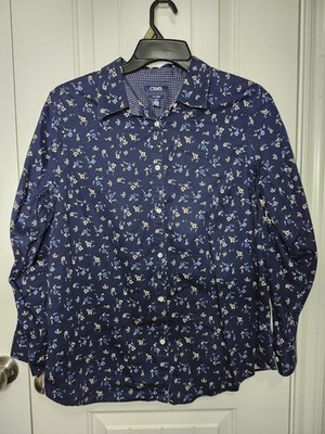 CHAPS Women's Sz 0X G G No Iron Tailored Fit Cotton Shirt Button Down multi 