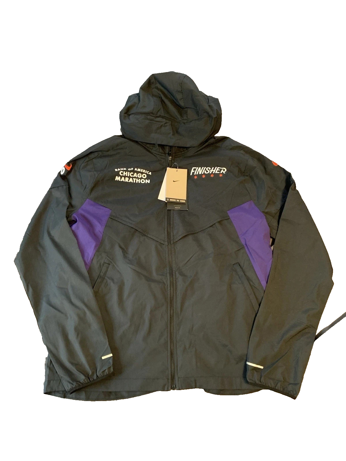 SACAI X NIKE Nike Uomo M Chicago Marathon 2024 Windrunner Finisher Giacca Nero FV6204 010