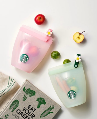 Starbucks Korea LocknLock Silicone Food Bag Reusable Storage