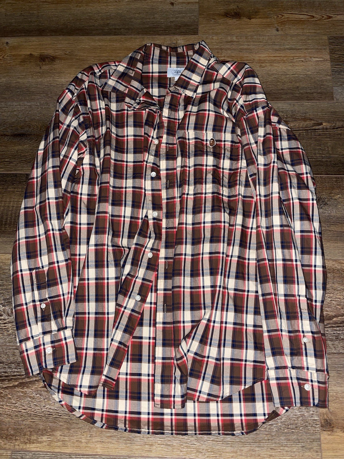 BAPE Relaxed Fit Flannel Shirt Mens Medium Button Up Mint Condition