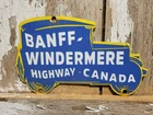 VINTAGE NATIONAL PARK PORCELAIN SIGN OLD BANFF WINDERMERE HIGHWAY CANADA KOOTENA