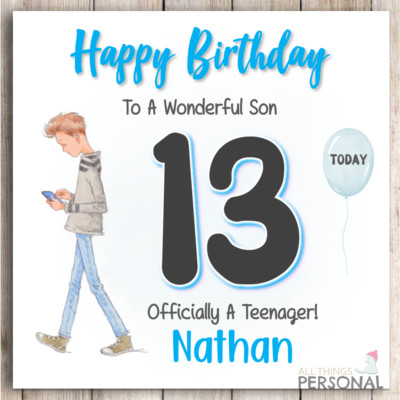 Personalised 13th Birthday Card Grandson Son Nephew Brother Officially ...