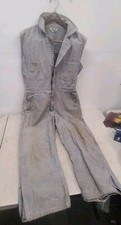 Used Men's Key Imperial Coveralls 40 Reg Blue Herringbone Mechanics Jumpsuit
