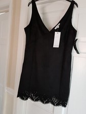 WYLDR Black Laser Cut Out Mini Dress Size M  -Party Night Out Clubwear LBD - 37"