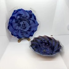 Rare Hawke And Black Sheep Glass 1992-93 Dolphin & Waves Acid Etched Plate Bowl