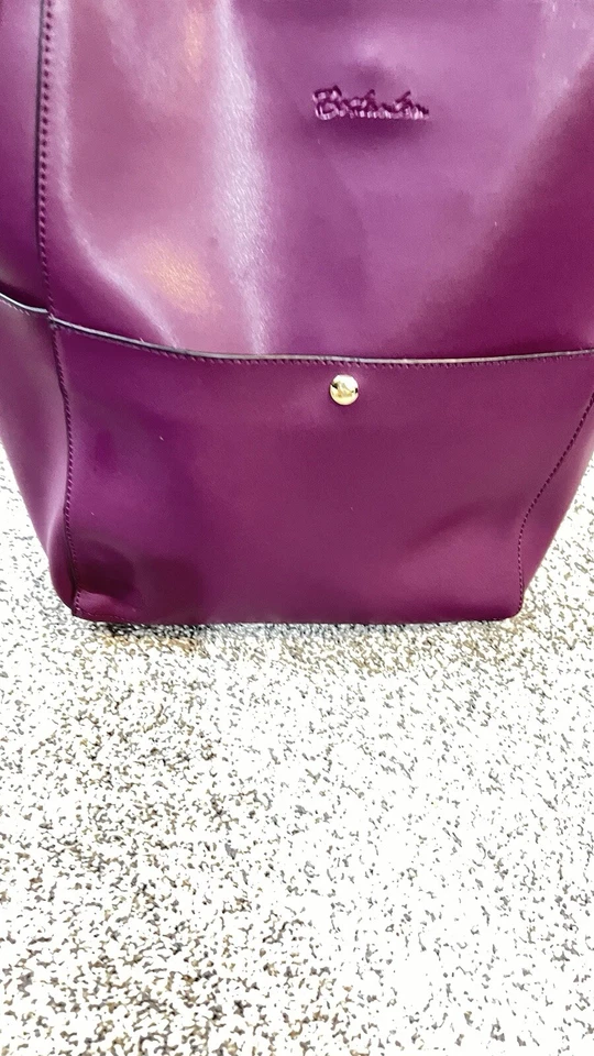 Bolsa de ombro Bostanten couro ameixa roxo tamanho aproximado 17-14-6 - Imagem 4 de 4