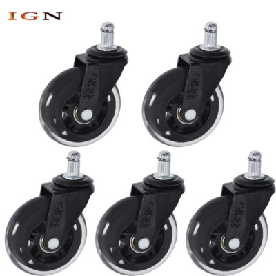 5 Pack 3 Inch Office Chair Caster Swivel Wheels Replacement Heavy Duty Low-Noise