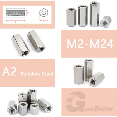 Coupling Nut Connecting Rod Fitting Hex Extension Long Nut Thread Sleeve M2-M24