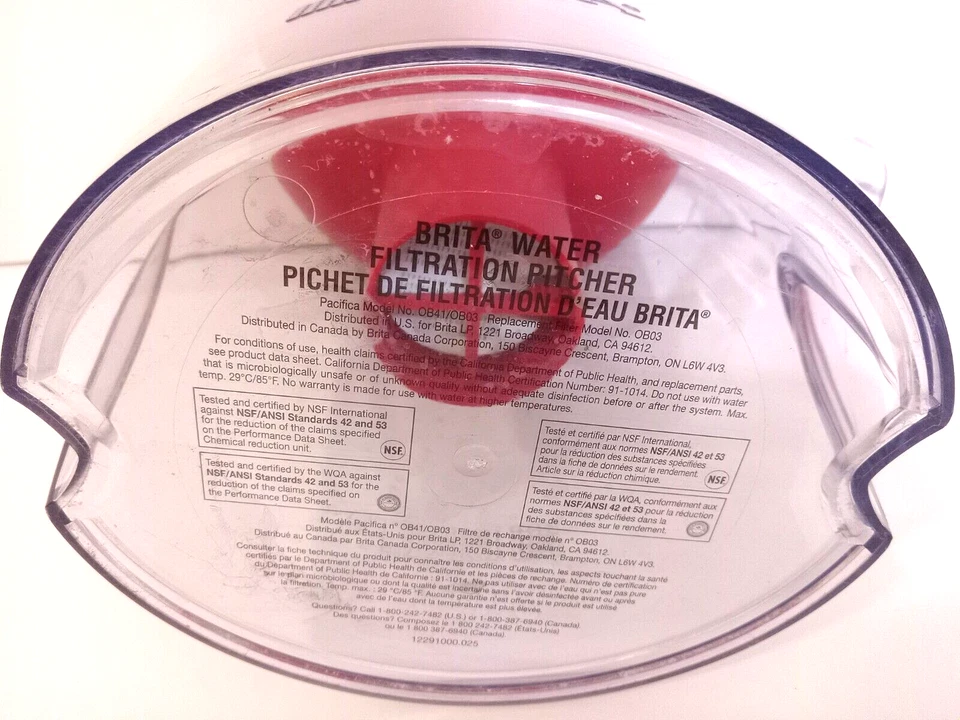 Brita Space Saver Water Filtration Pitcher Red OB41/OB03 10 Cups 10"x5.5"x9" - Image 3 of 4