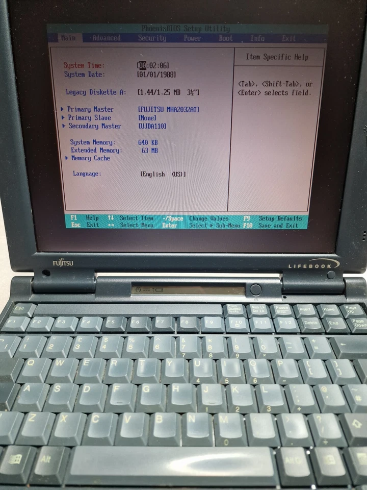 Vtg Fujitsu Lifebook 780Tx Laptop 12" Pentium MMX Bios Tested Only Read Descript - Image 3 of 4