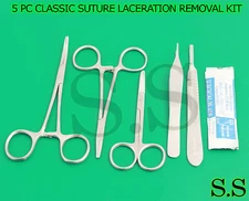 5 PC CLASSIC SUTURE LACERATION REMOVAL KIT SET (SCALPEL HANDLE #4+ 5 BLADES #20)