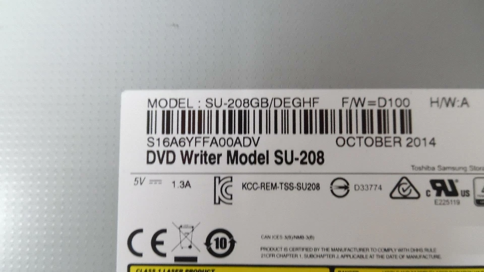 Unidad óptica DVD±RW genuina Toshiba Satellite P855-S5102 - SU-208 - probada Foto 4 de 4