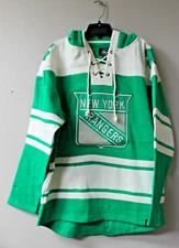 New NHL New York Rangers old time style Shamrock mid weight cotton hoodie men L