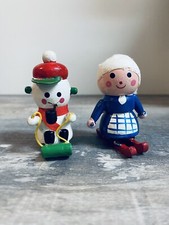 2 Vintage 1960s Wooden Christmas Figures Snow...
