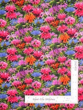 Floral Bee Flowers Garden Fabric By the Yard Cotton Elizabeths Studio