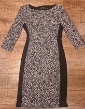 LAUREN Ralph Lauren Dress Sz 4 Sheath ABSTRACT Black & White 3/4-Sleeve Lined