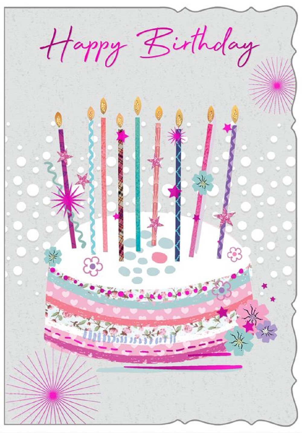 Happy Birthday Cake and Candle Card