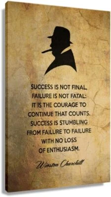 Winston Churchill Poster Success Quotes Wall Art Retro Prints Postive Motivating
