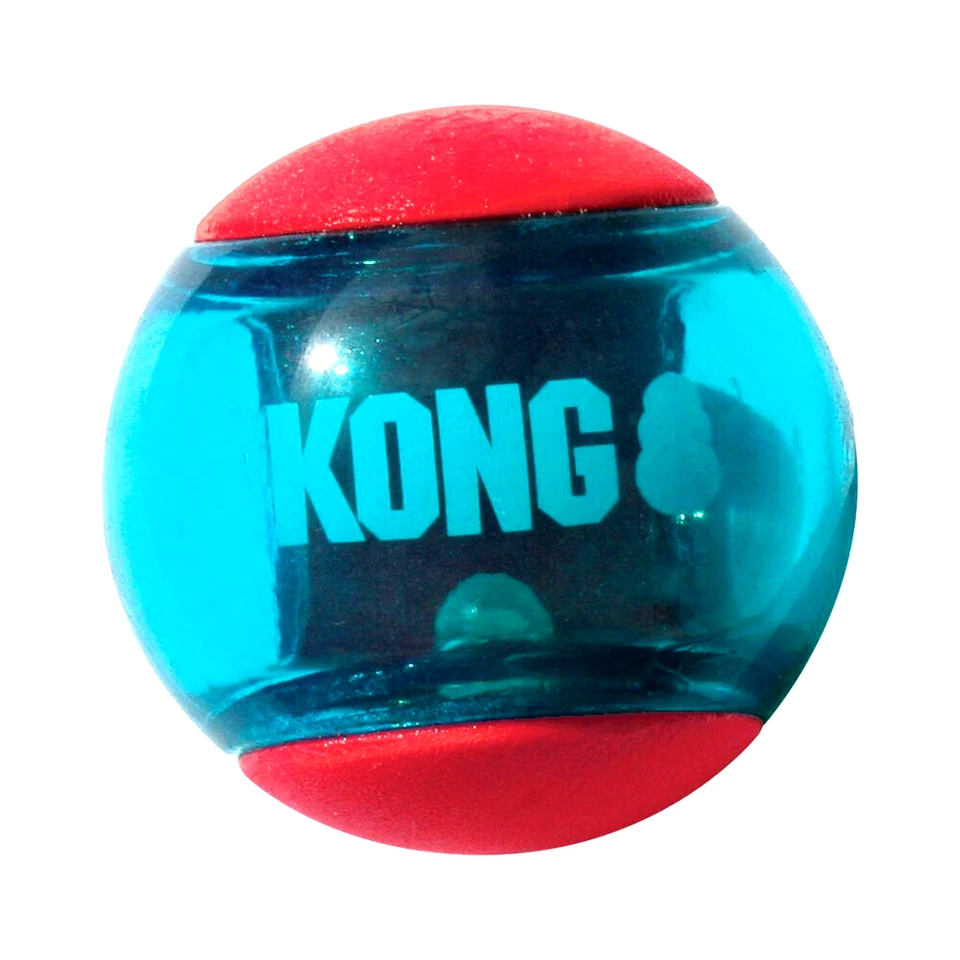 KONG Squeezz Action Ball MEDIUM Red 3 Pack Squeaky Dog Fetch Toy  - Image 3 of 4