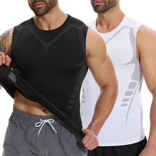 Men Sleeveless Slimming Dry Fit Compression Undershirt Sport Workout Tank Top US