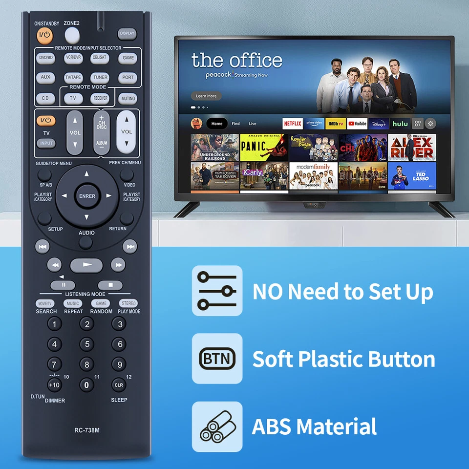 RC-738M Ersatz Fernbedienung für Onkyo AV Receiver TX-SR607 HT-RC160 HT-S7200 - Bild 3 von 4