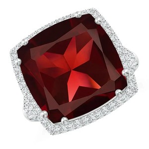 Authentic Lab Grow Beautiful Stunning Garnet Ring, 925 Sterling Silver Gold Plated Ring
