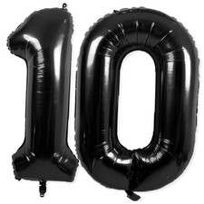 10 Balloon Number, 40 Inch Black Foil Balloons Giant Jumbo Number 10 Black
