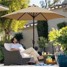  9FT Patio Market Umbrella with Push Button Tilt for Garden, Backyard, Used