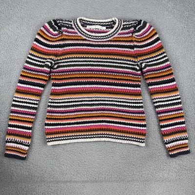 Marie Oliver Crewneck Sweater Multicolored Striped Chunky Knit Womens SZ Small