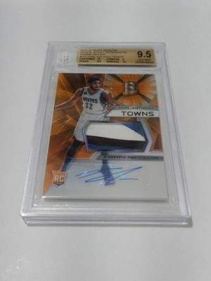 2015-16 SPECTRA PATCH AUTO RC ORANGE #101 KARL-ANTHONY TOWNS/25 BGS9.5/10 POP1