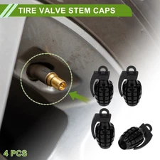Tire Valve Stem Caps Grenade Shape Tyre Valve Dust Covers Black for Truck 4 Pcs