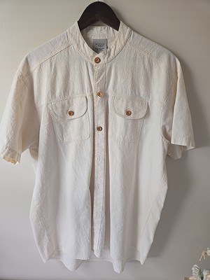 Mexico Lindo Artesanal En Manta Natural Ivory Button-Up S/S 100% Cotton Shirt L