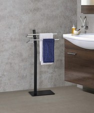 Kings Brand - Metal Freestanding Bathroom Towel Rack Stand, Black/Chrome