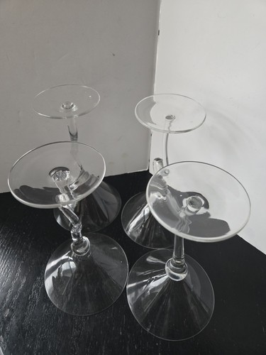 Squiggly Wiggley Martini Cosmopolitan Stemmed Mid-Century Modern Set Of 4 - Afbeelding 14 van 21