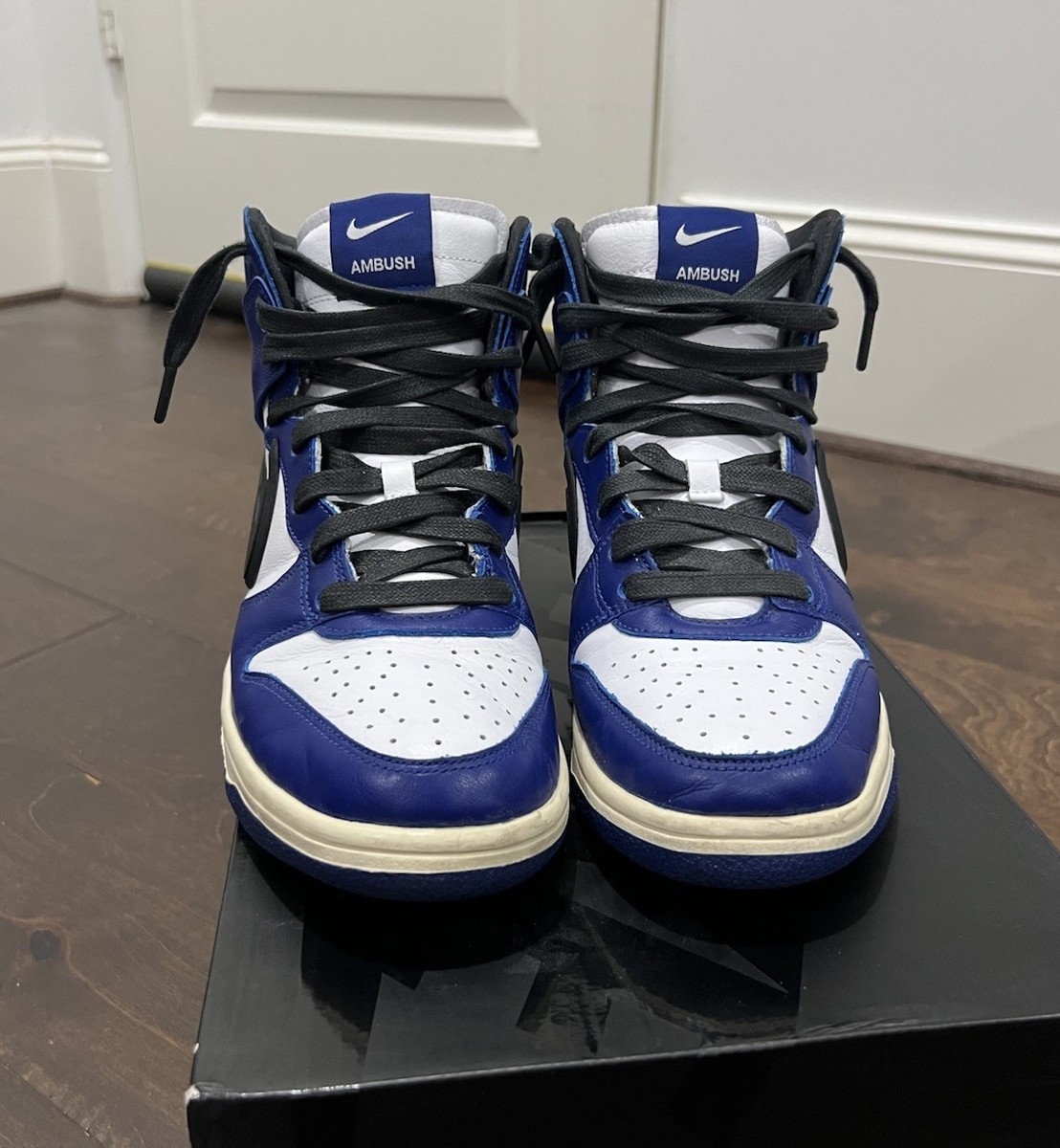 Nike AMBUSH Dunk High Deep Royal Blue Leather Sneaker 195237005369