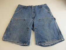 Vintage Carhartt Double Knee Denim Carpenter Work Shorts B79 Sz 36 Made In USA