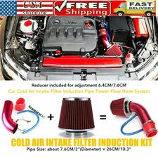 Universal Red 3" Diameter Cold Air Intake Induction Hose Pipe Kit with Filter US