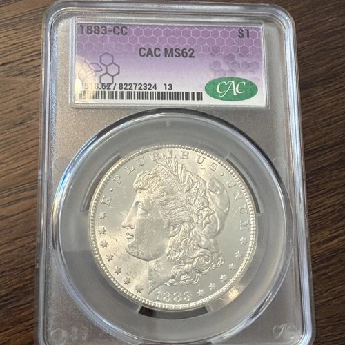 1883-CC Carson City Morgan Dollar $1 CAC Ms 62 Purple Slab Great Eye Appeal