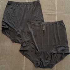 2 PAIR Bali 2142 Black S/5 100 Nylon Satin Full Cut Brief Panties High Waist