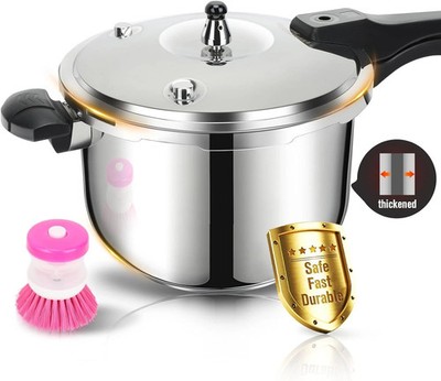 4Qt Stainless Steel Pressure Cooker - Induction & Gas Compatible, Safe & Durable
