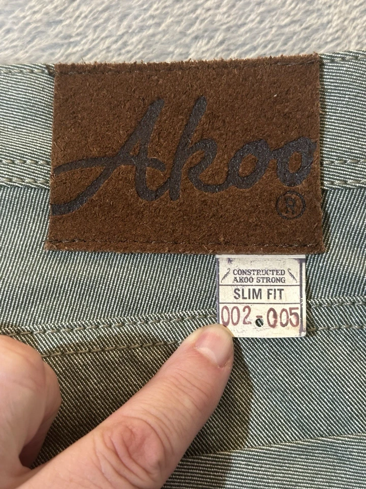 Jeans Marca Akoo Clásicos Pierna Recta Calce Ajustado Denim Algodón Para Hombre 36x34 Verde Foto 3 de 4
