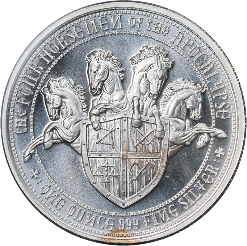 Four Horsemen of Apocalypse Complete Set 4 - 1oz Rounds 1-10oz Bar ...
